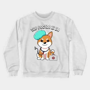 Cute orange dog is a doctor Crewneck Sweatshirt